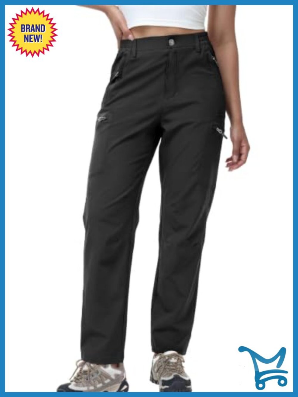 Haimont Women's Lightweight Ripstop Hiking Cargo Pants Zip Pockets Stretch